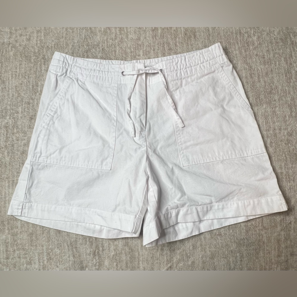 H&M bright white chino linen short Drawstring Waist 100% Cotton classic size 6
